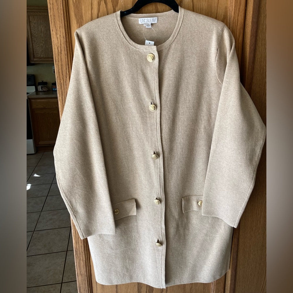 J. Crew Women's Beige Cardigan with Gold Buttons